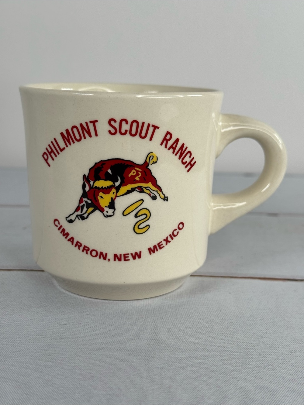 Vintage Philmont Scout Ranch Cimarron New Mexico BSA Bull Logo Coffee Mug
